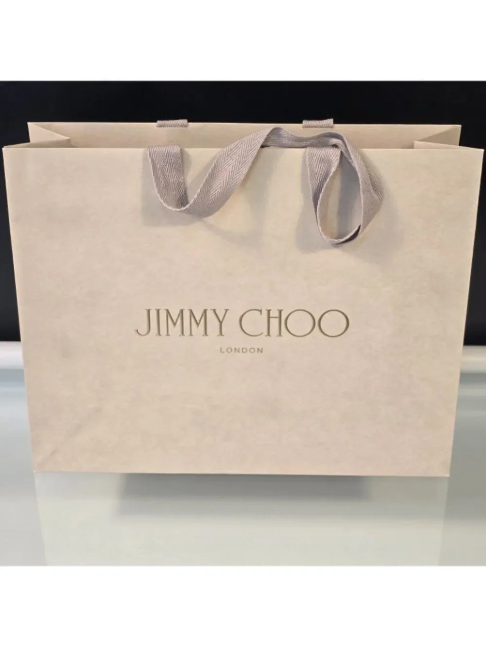 Authentic Jimmy Choo Paper Shopping Bag Beige 11